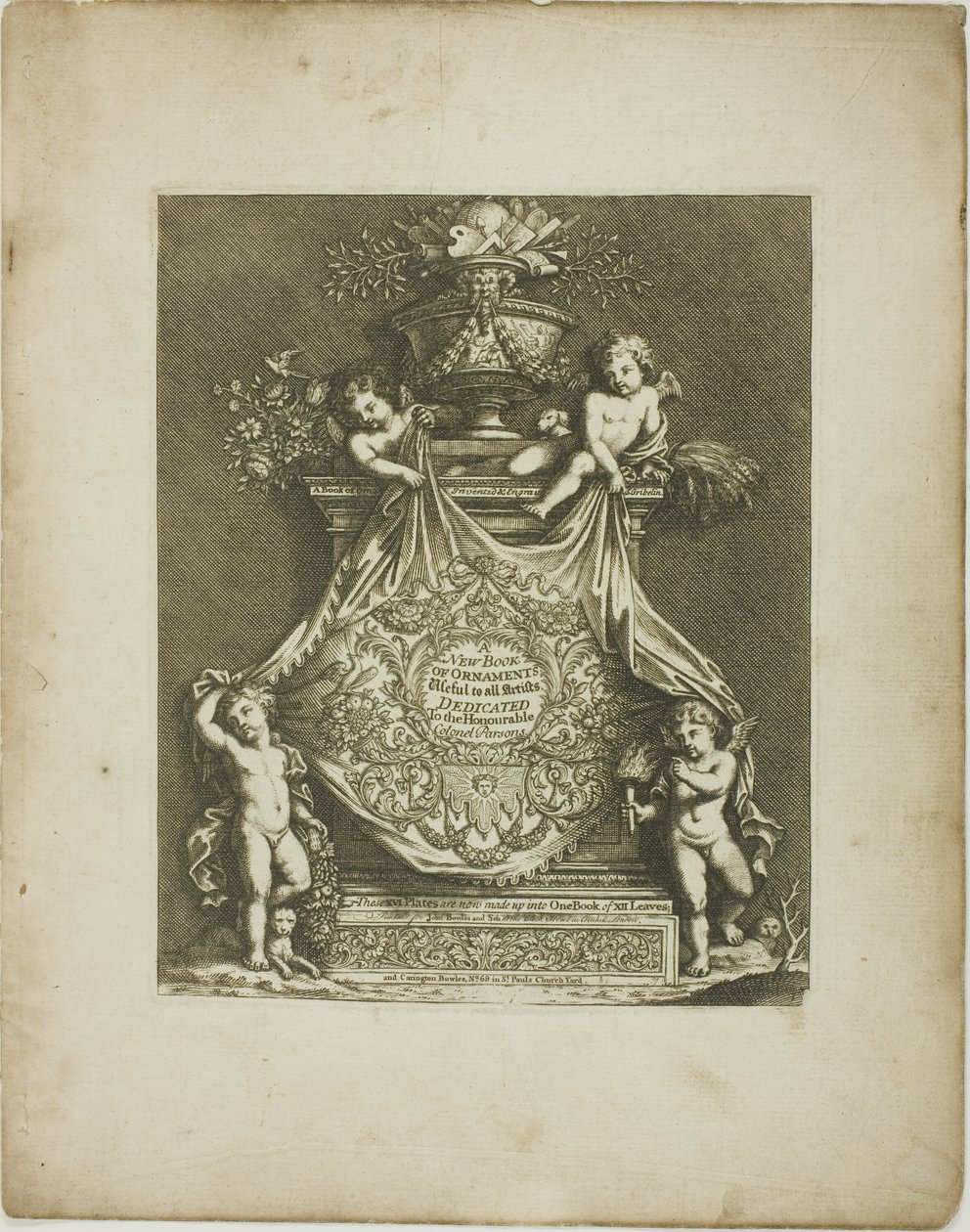 Platta ett, från A New Book of Ornaments av Simon Gribelin II
