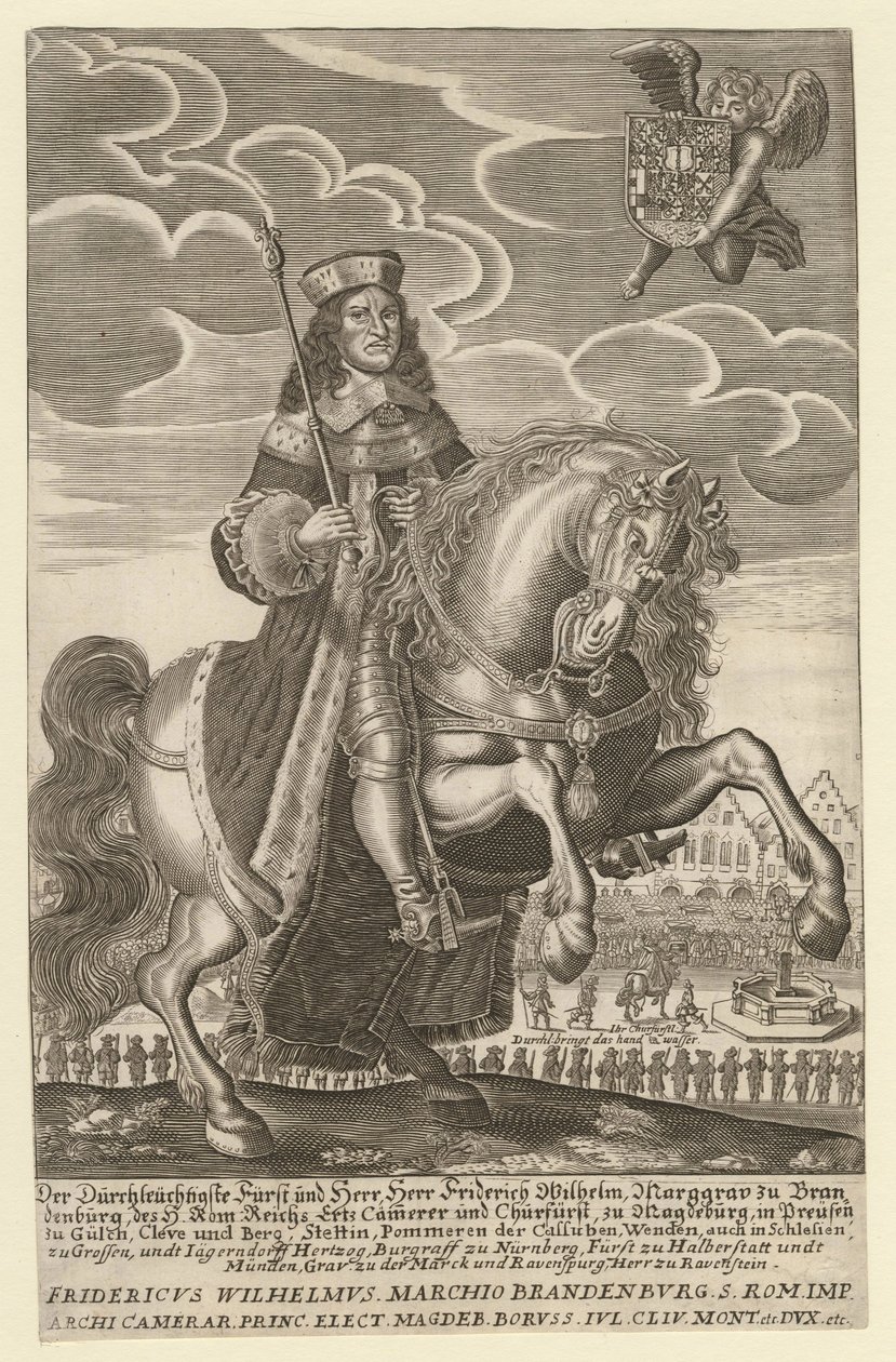 Frederic-Guillaume Ier de Brandebourg - (Frederic Guillaume) Porträtt av Fredrik William (1620-1688), kurfurst av Brandenburg, hertig av Preussen - Grimm, Simon (aktiv ca 1680) - 1680 - Kopparstick - 29,4x18,9 - Privat samling av Simon Grimm