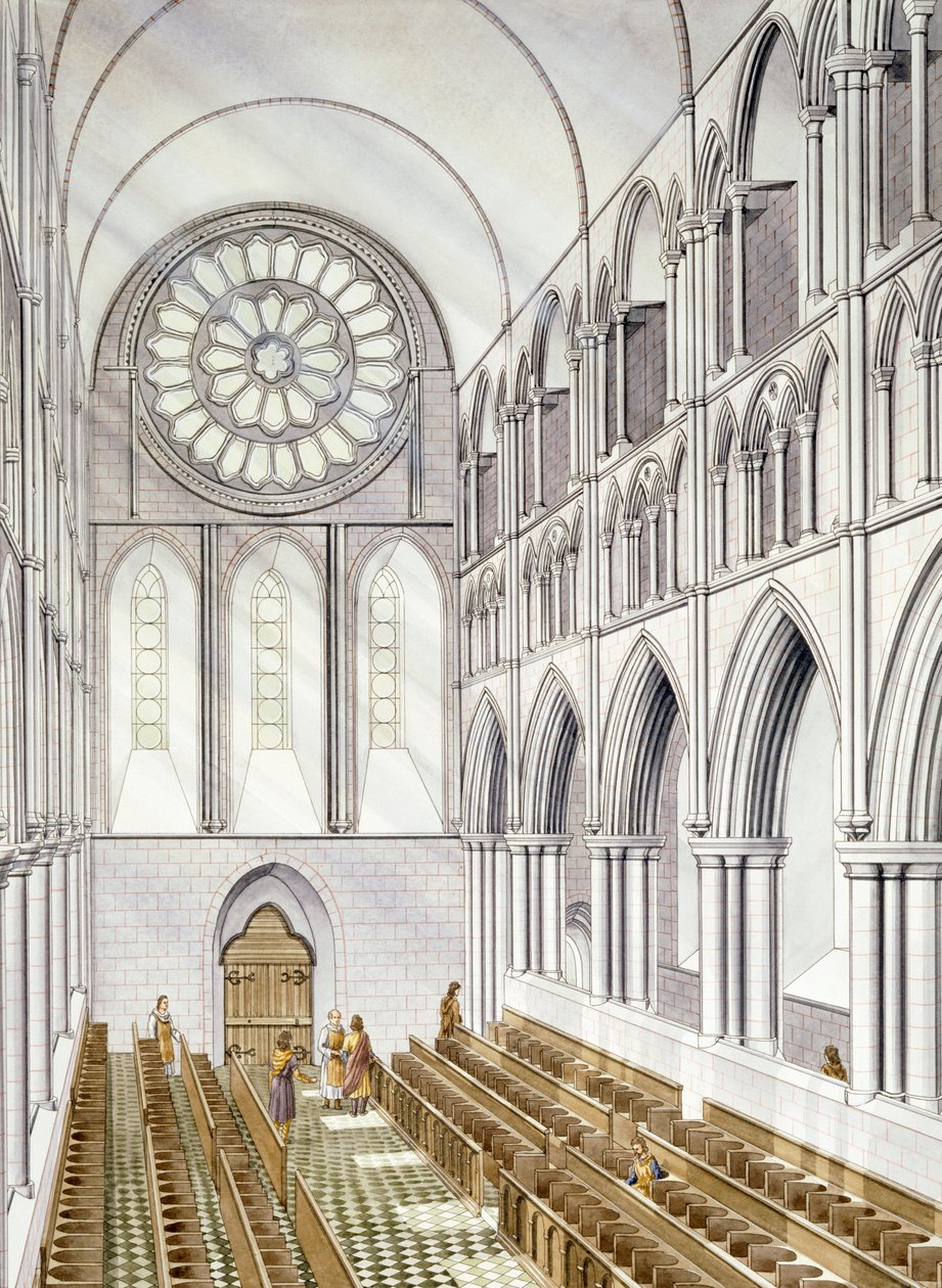 The Church Interior, Byland Abbey (akvarell på papper) av Simon Hayfield