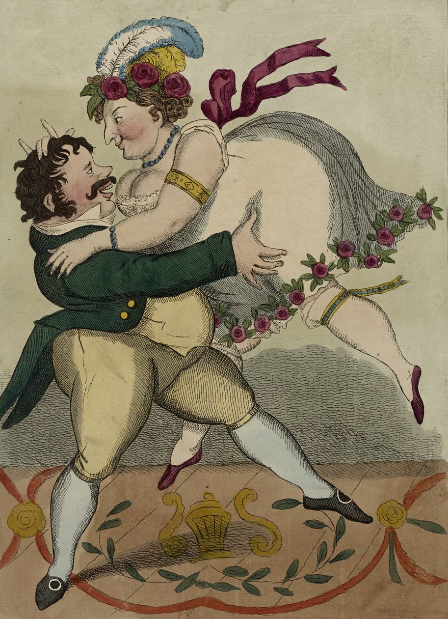 Den nya tyska valsen, ca 1818-talet (handfärgad etsning) av Simon Hehl