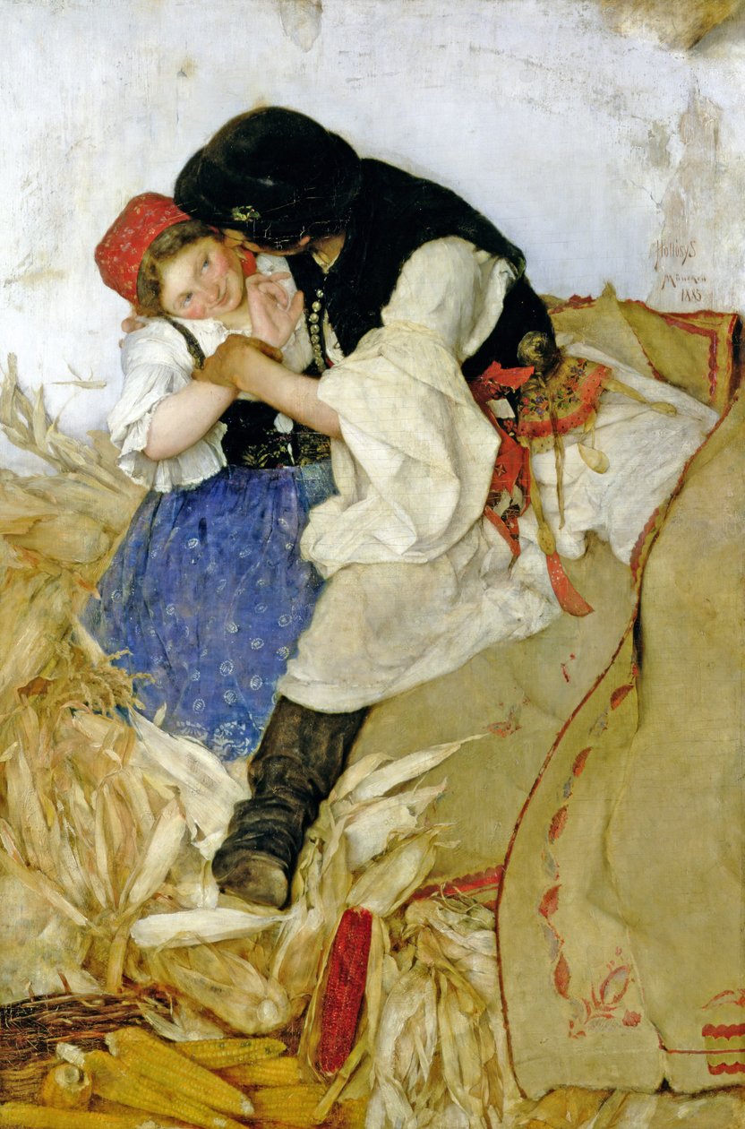 Husking Corn, 1885 av Simon Hollosy