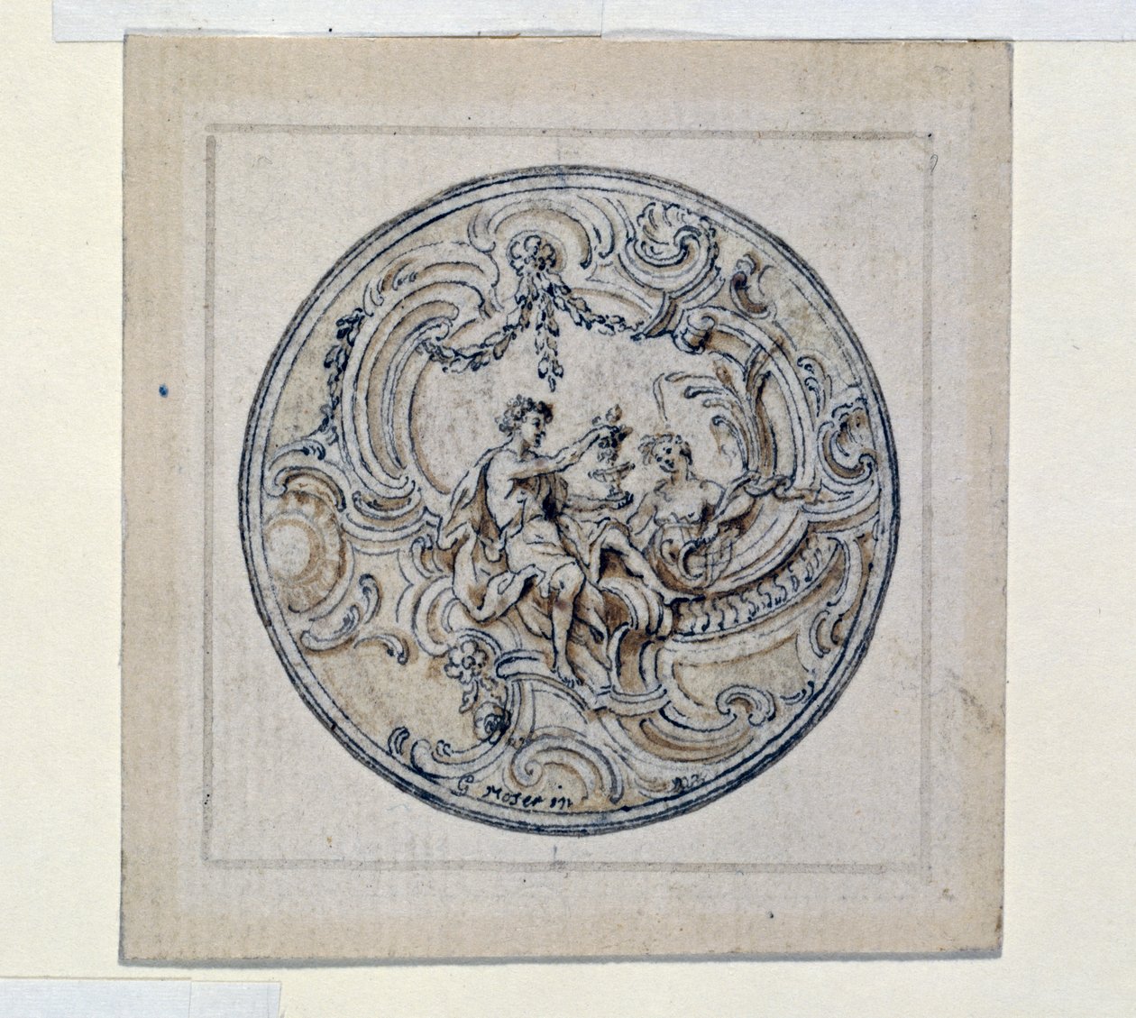 Design för urfodral, av Simon Gribelin (1661-1833) av Simon II Gribelin