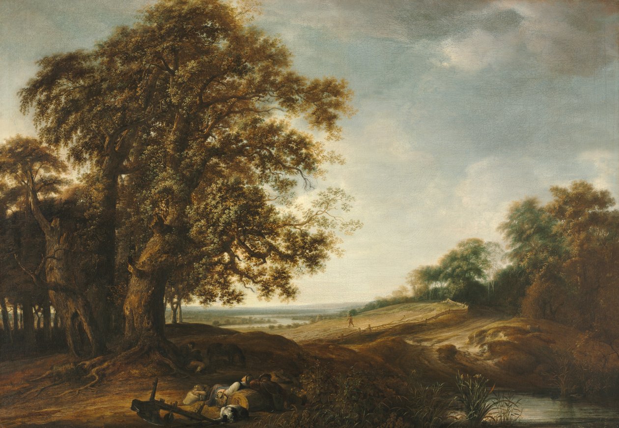Sovande bönder nära fält (liknelsen om ogräset) av Simon Jacobsz. Vlieger