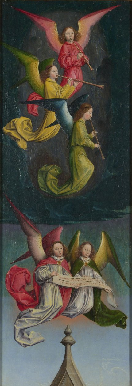 En änglakör från St Bertins altartavla, ca 1459 av Simon Marmion