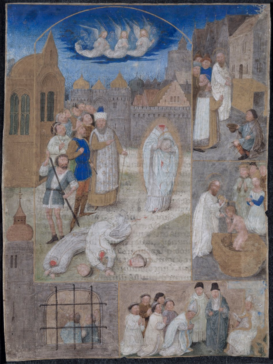Löv utskuret ur ett brev av Karl den djärve och Margareta av York..., ca. 1467-1470. av Simon Marmion