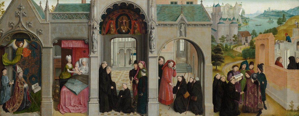 Scener ur den helige Bertins liv - Bebådelsen med profeter och evangelister av Simon Marmion