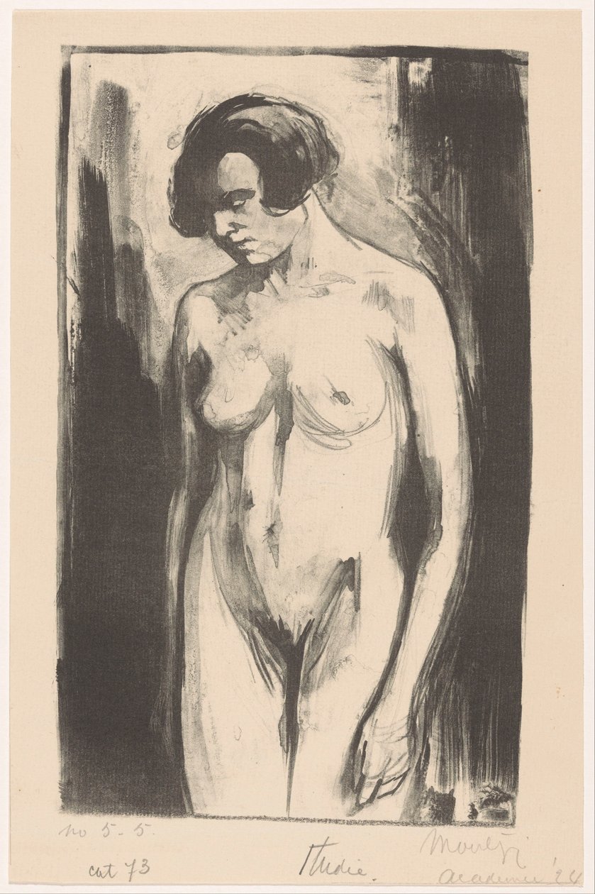 Studie av en stående naken kvinna av Simon Moulijn (signed by artist)