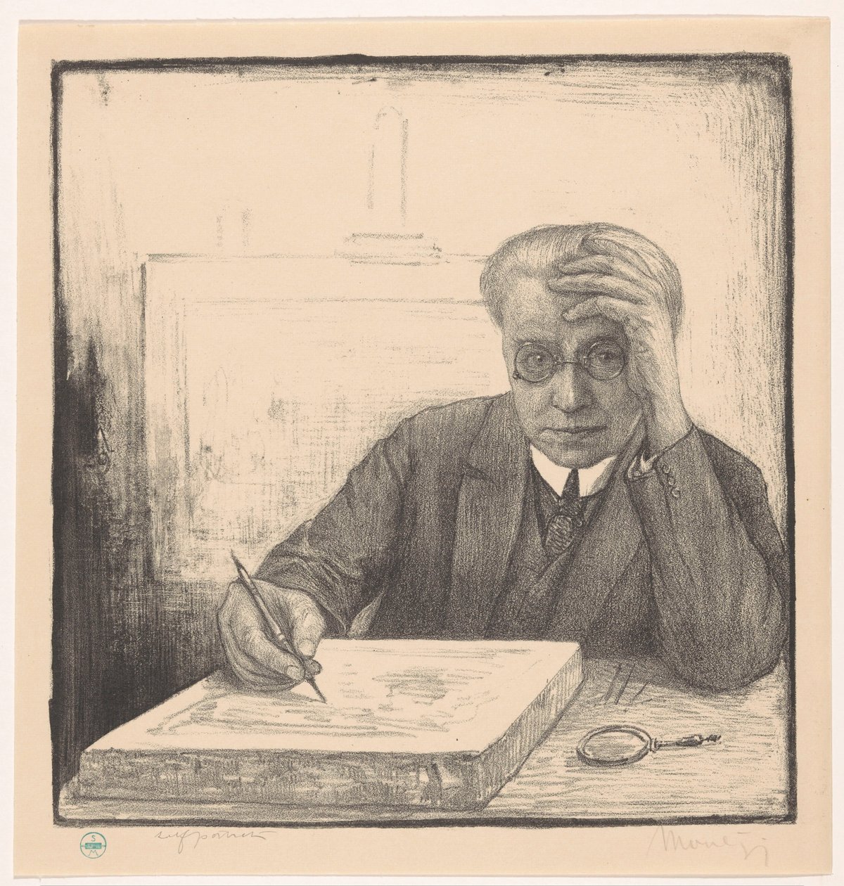 Självporträtt med litosten av Simon Moulijn (signed by artist)