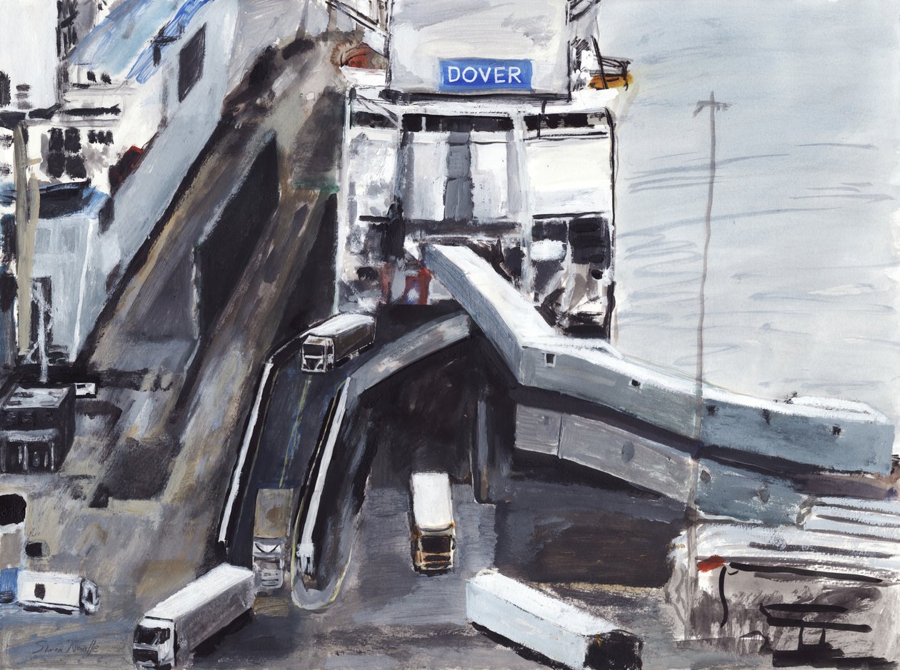 Dover, 2019 (akryl, akvarell, gouache  bläck på papper) av Simon Neville