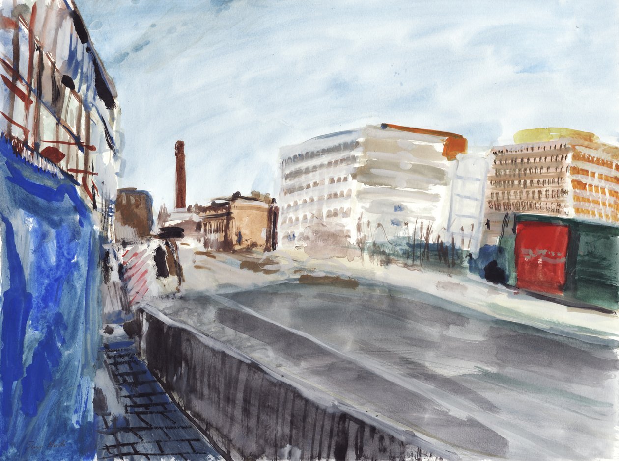 Garratt Lane, Wandsworth, 2019 (akvarell  gouache på papper) av Simon Neville