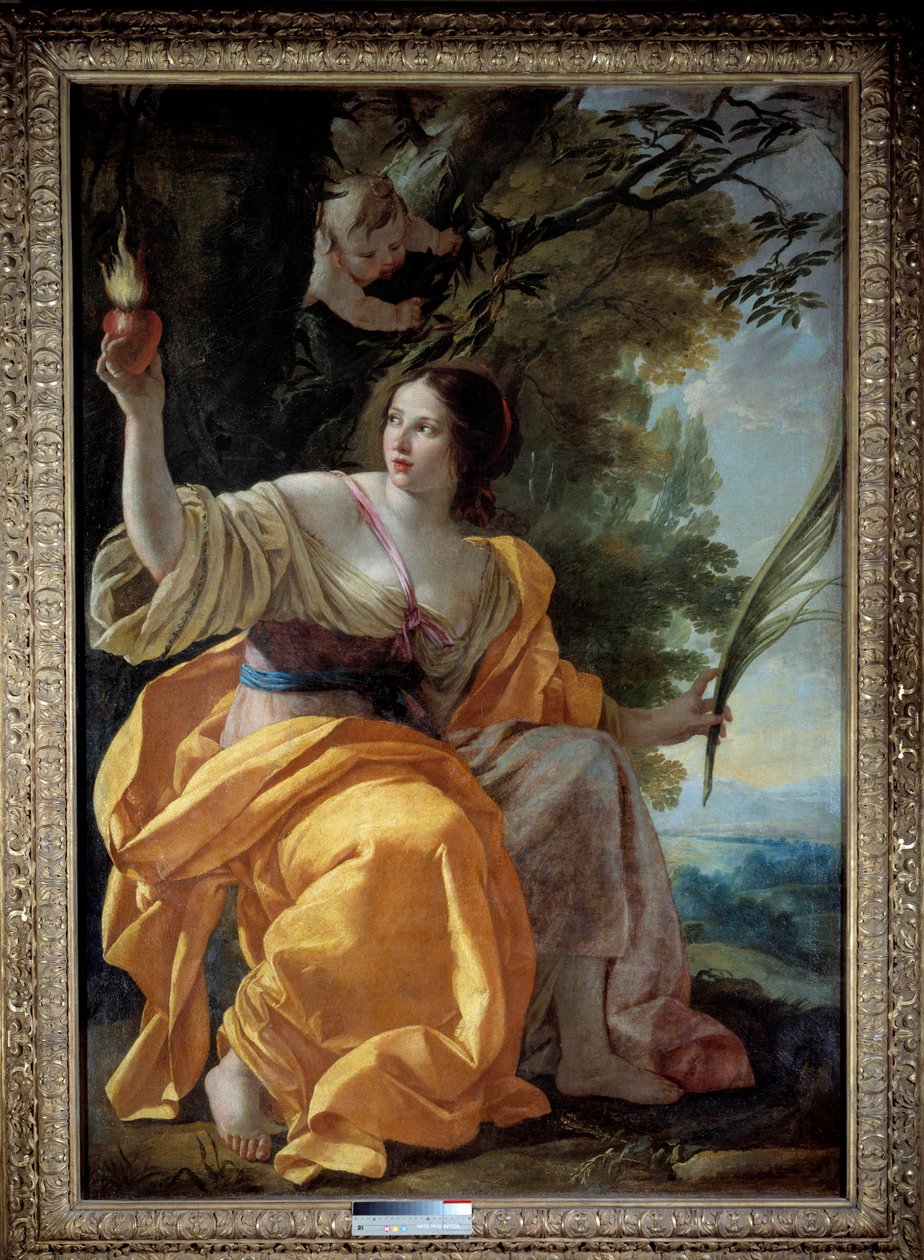 Allegoric Figure of Charity (tidigare the Faith”” Målning av Simon Vouet (1590-1649) 1600-tal. Dim. 1,9x1,3 m. av Simon Vouet