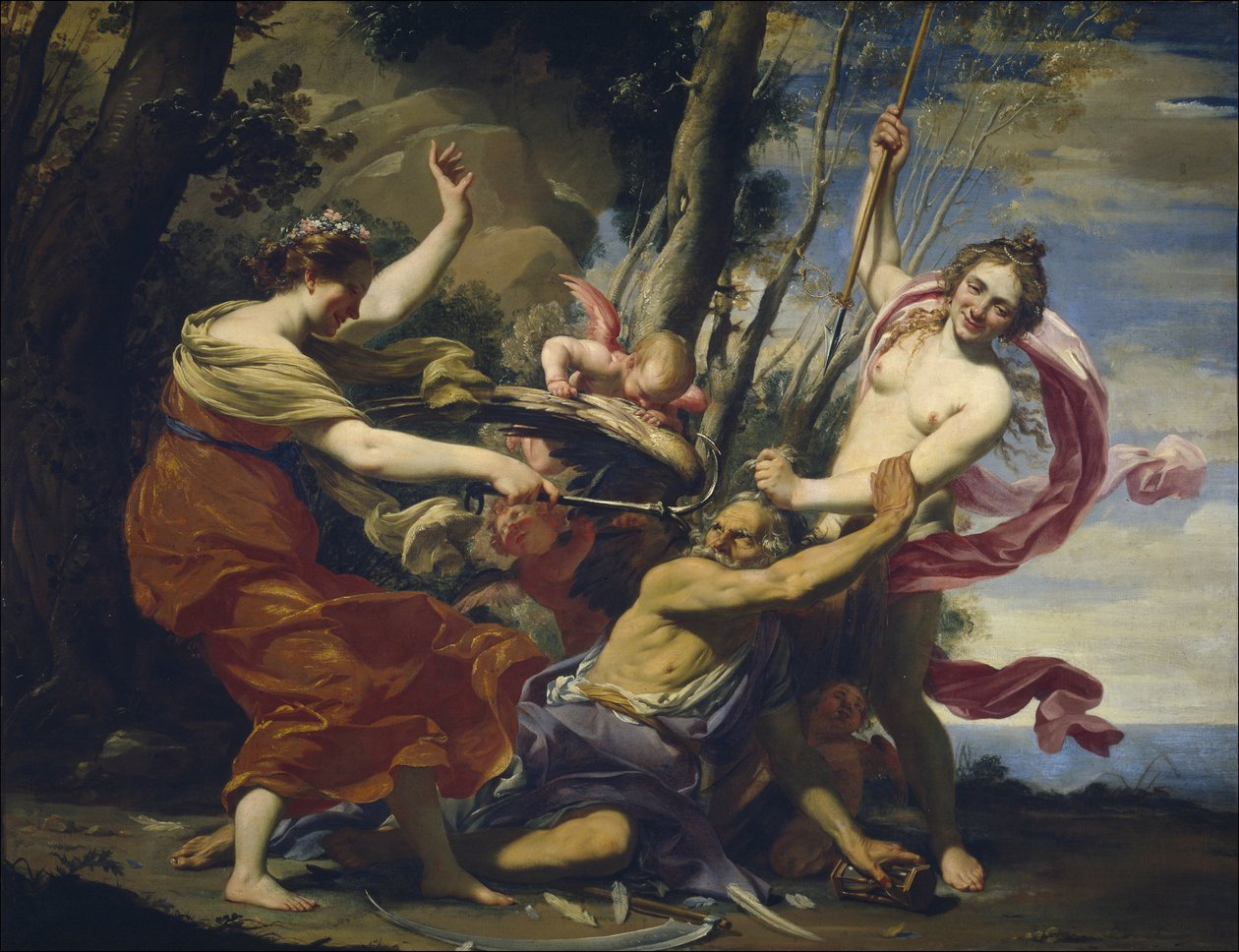 Fader Tid övervunnen av kärlek, hopp och skönhet, 1627 av Simon Vouet