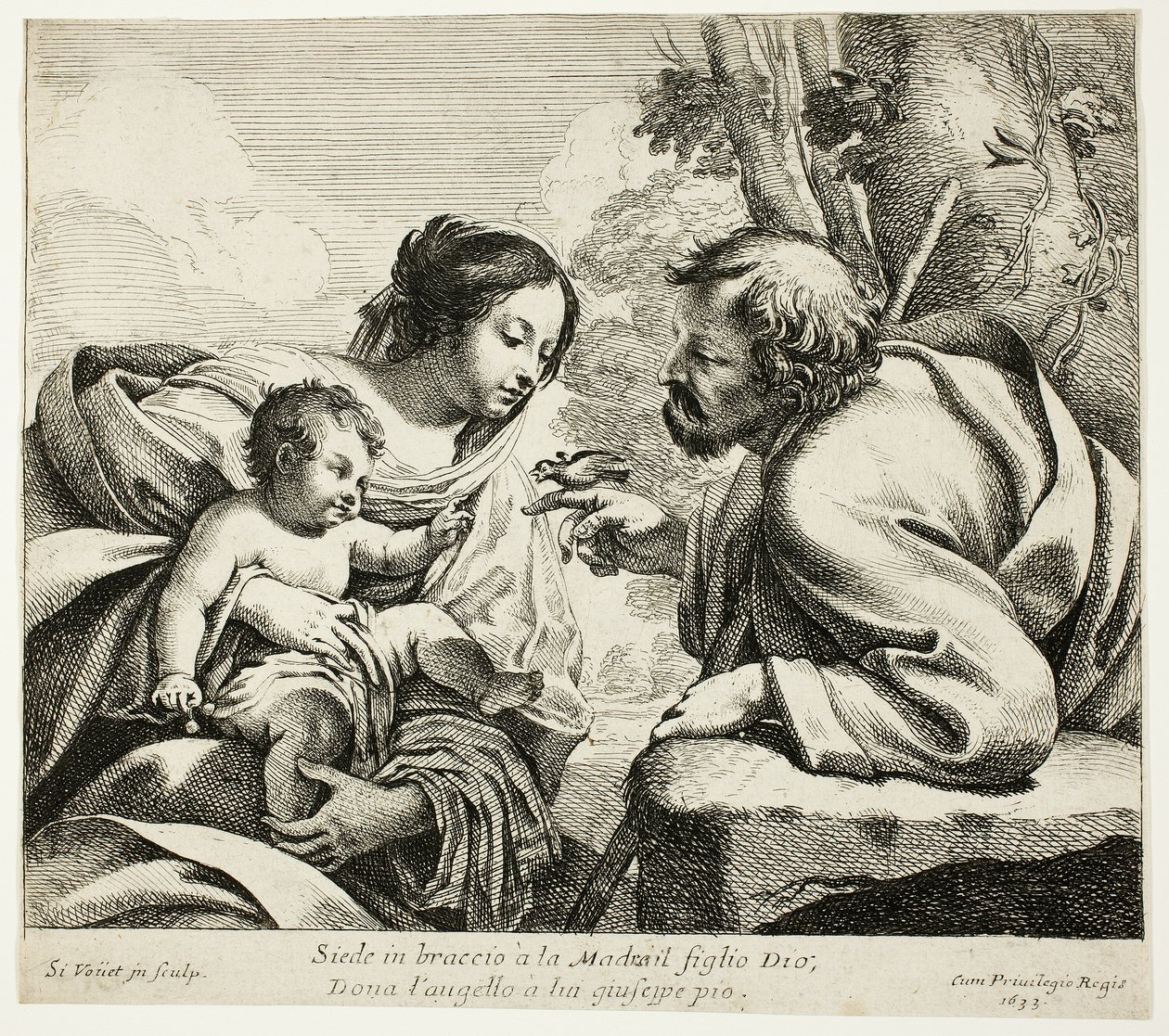 Den heliga familjen med en fågel av Simon Vouet