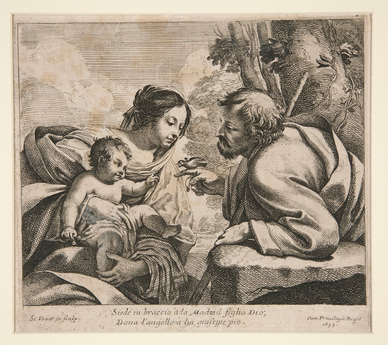Helig familj med en fågel av Simon Vouet