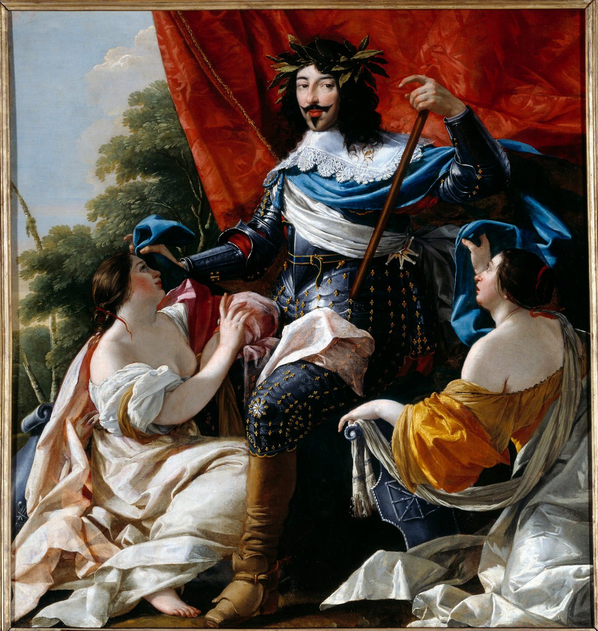 Representation av kungen av Frankrike Ludvig XIII (1601-1643) mellan Frankrikes allegorier och Navarra Målning av Simon Vouets verkstad (1590-1649) 1600-talets sön. 1,79x1,41 m av Simon Vouet
