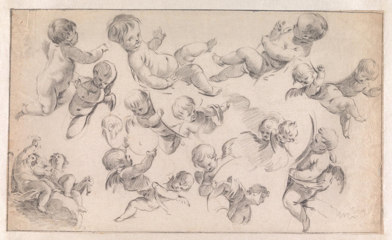 Studie till en dekoration med putti av Simon Vouet