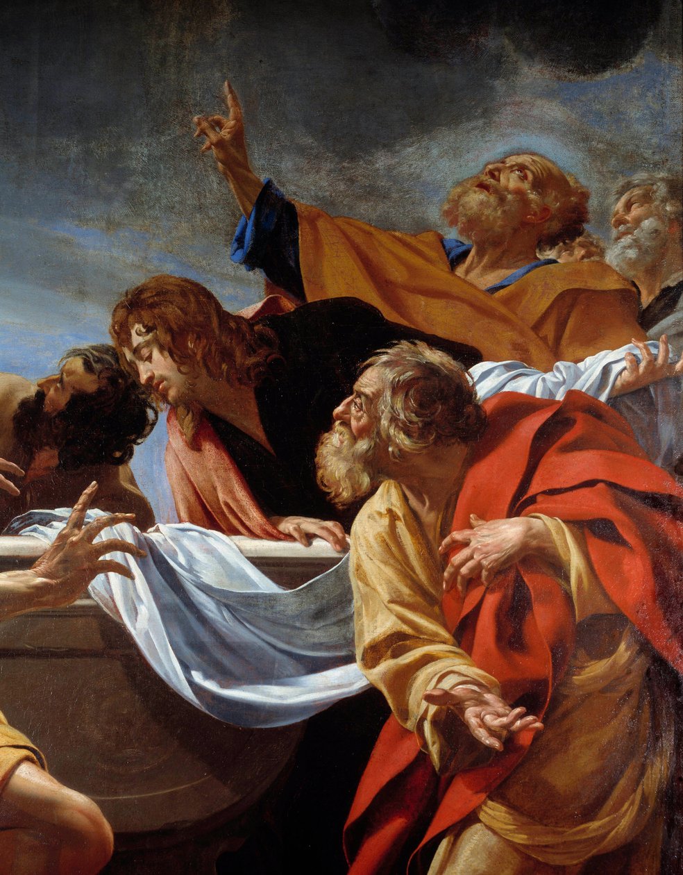 Apotrerna vid Jungfruns grav Detalj av en målning av Simon Vouet (1590-1649) 1600-talets Paris, Eglise Notre Dame des Champs av Simon Vouet