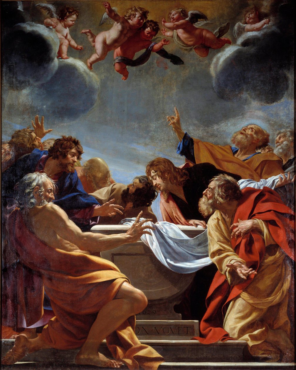 Apotrerna vid Jungfruns grav Målning av Simon Vouet (1590-1649) 1600-talets Paris, Eglise Notre Dame des Champs av Simon Vouet