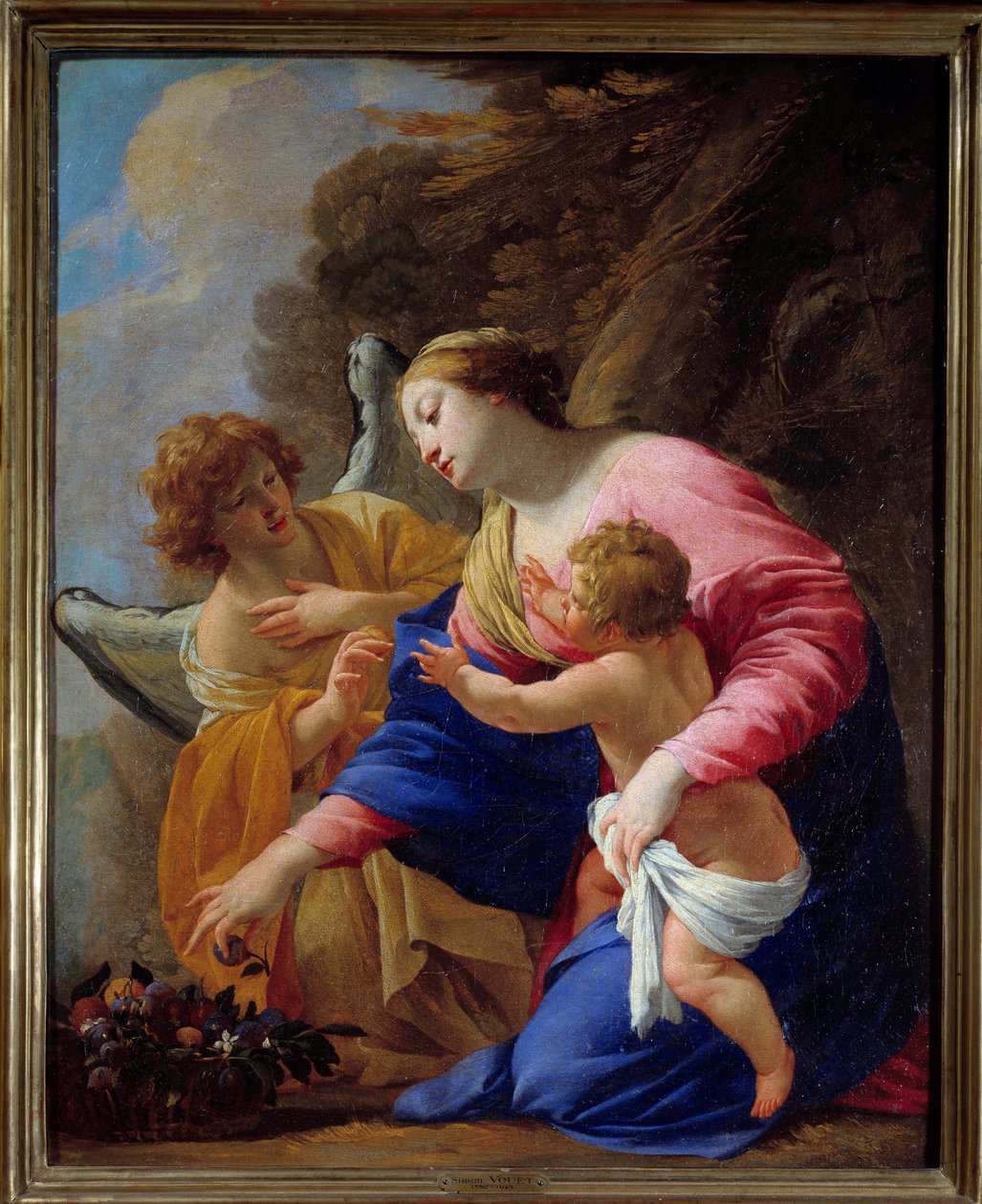 Jungfrun och ängelmålningen av Simon Vouet (1590-1649) 1641 Sön. 0,77x0,62 m Caen museum of Fine Arts av Simon Vouet