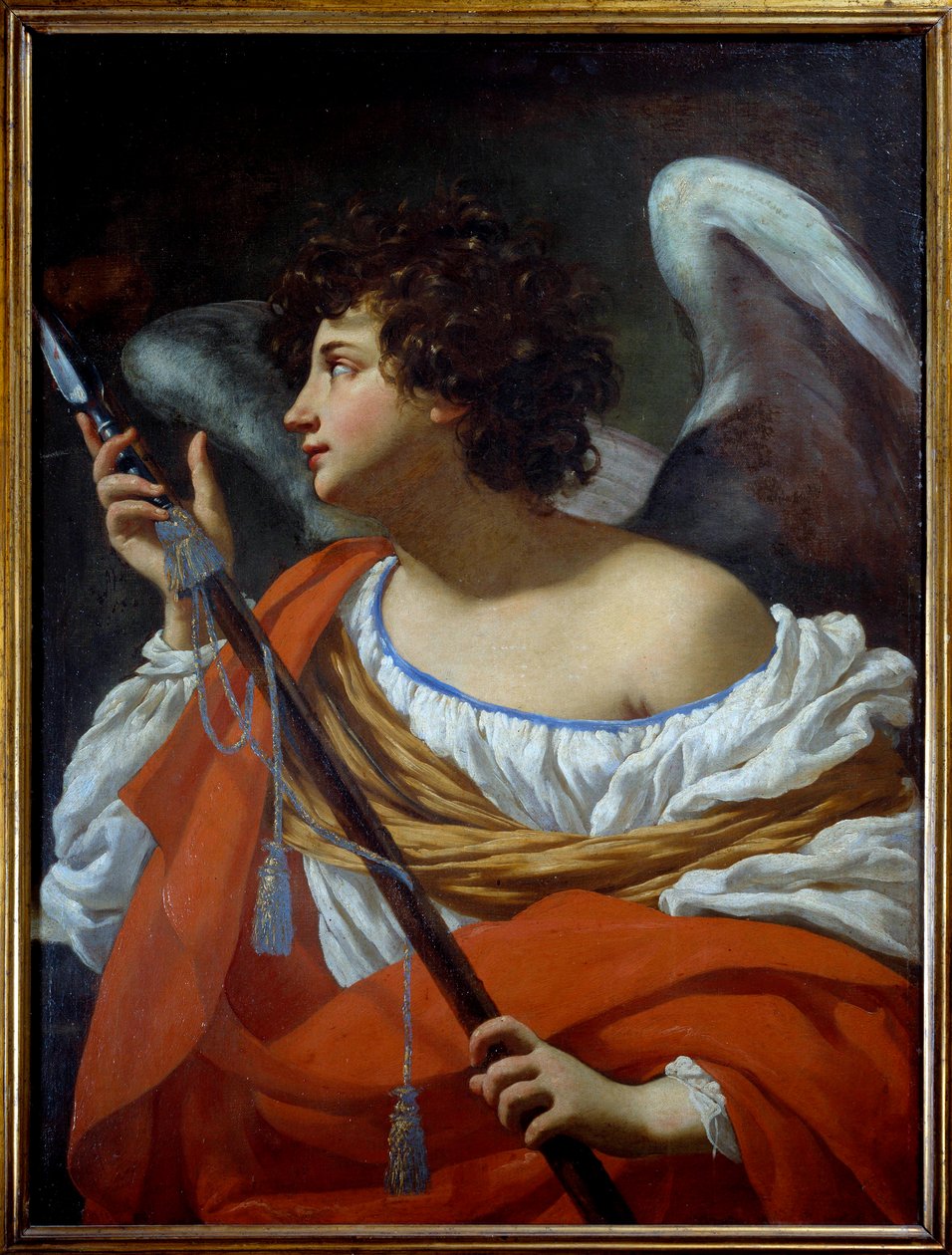Ängeln som bär spjutet efter att ha genomborrat Kristi hjärta och svampen indränkt i vinäger Målning av Simon Vouet av Simon Vouet