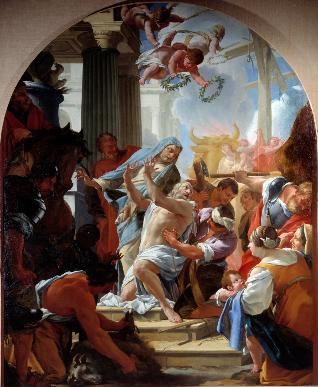 Saint Eustaches och hans familjs martyrskap Målning av Simon Vouet (1590-1649) 1635 Paris, Eglise Saint Eustache av Simon Vouet