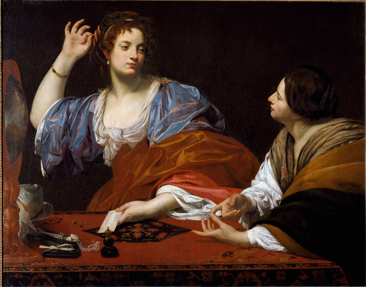 Systrarna Marta och Maria av Betania (olja på duk av Simon Vouet