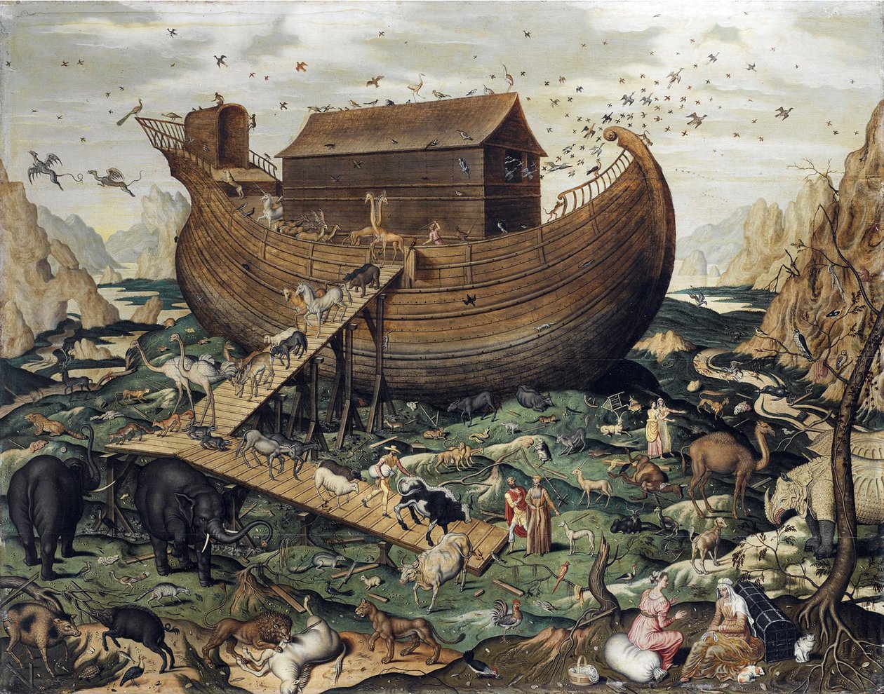 Noaks ark på berget Ararat - Myle, Simon de (aktiv ca 1570) - 1570 - Olja på trä - 114x142 - Privat samling av Simon de Myle
