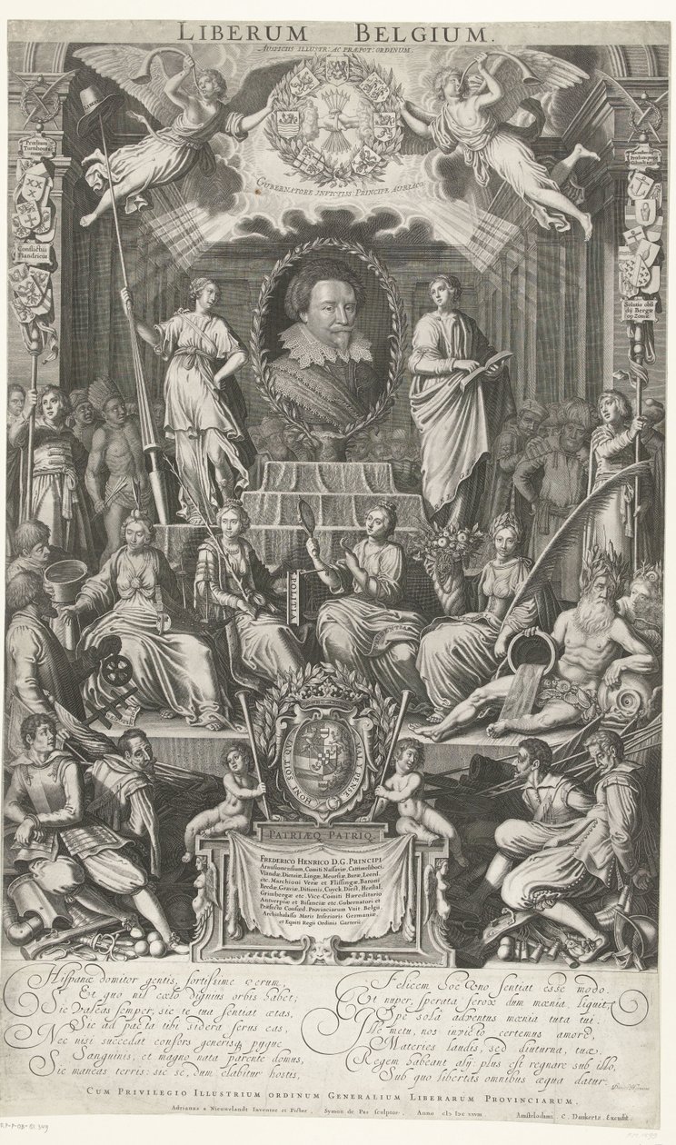 Frederick Henry som beskyddare av religion och frihet, 1628 Liberum Belgien (titel på objekt) av Simon van de Passe
