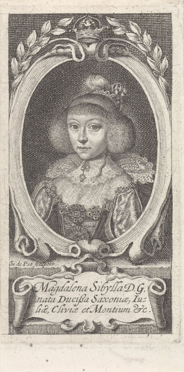 Prinsessan Magdalena Sibylle av Sachsen 1617-1668, hertiginna av Sachsen-Altenburg, ca. 1647-1648. av Simon van de Passe