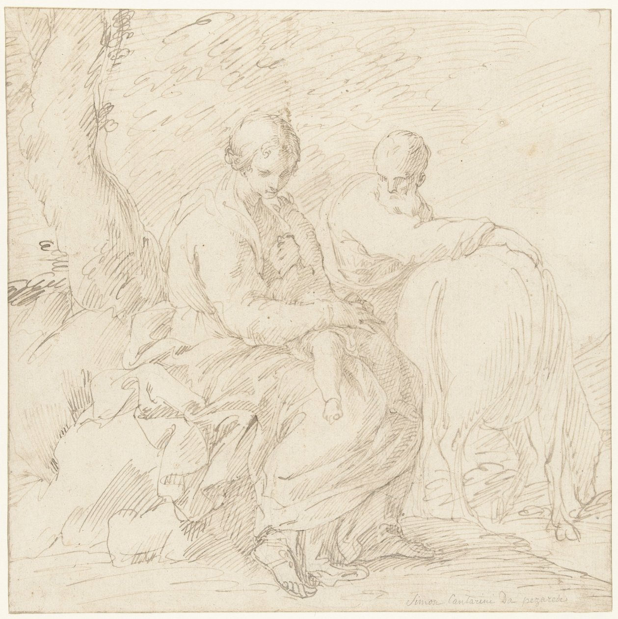 Rest on the Flight into Egypt. av Simone Cantarini