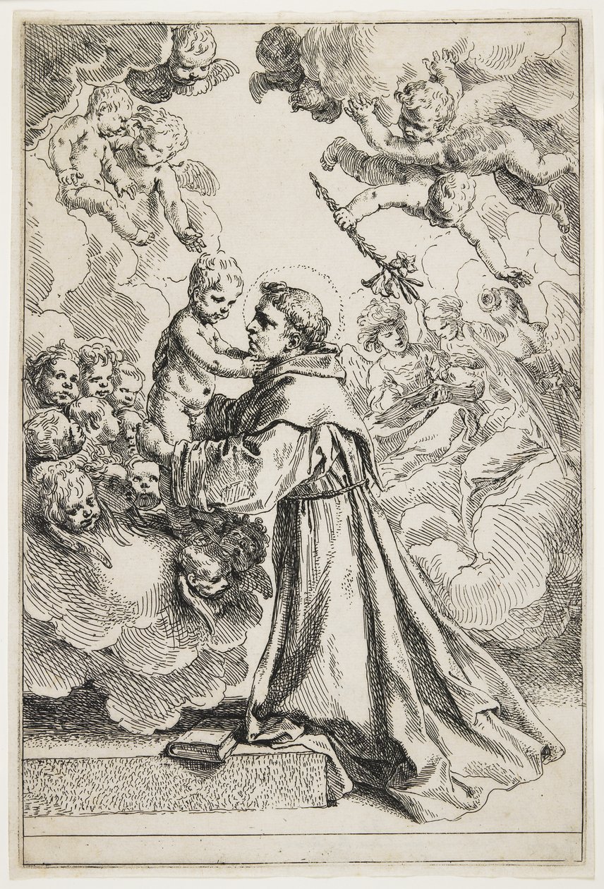 Sankt Antonius av Padua, sent 1630-tal av Simone Cantarini