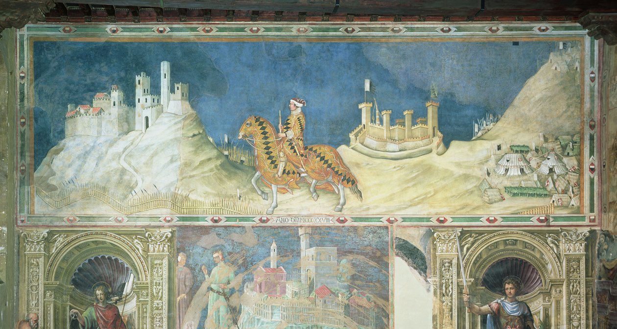 Åminnelse av Guidoriccio da Fogliano vid belägringen av Montemassi, från Sala del Mappamondo, 1328 av Simone Martini
