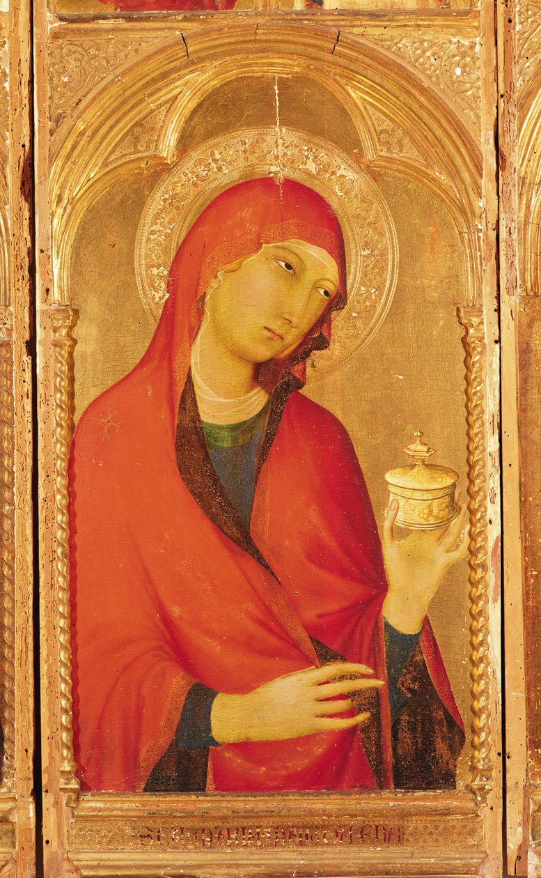 Saint Catherine of Alexandria Polyptych, detalj av Maria Magdalena, 1319 (tempera på trä) av Simone Martini