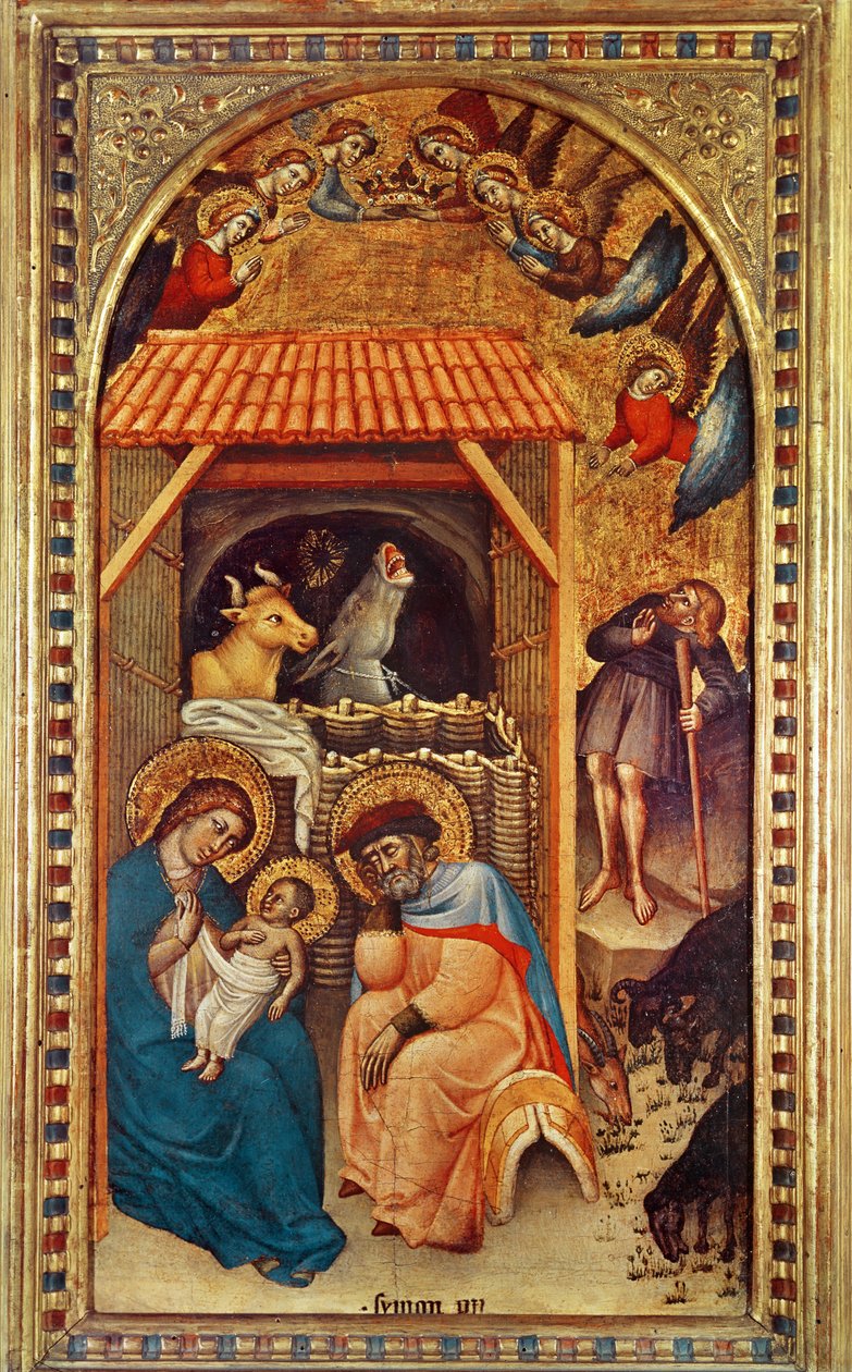 Nativity, c.1380 (tempera på panel) av Simone dei Crocifissi