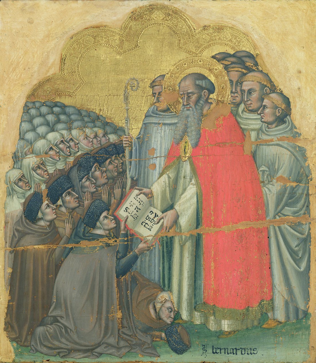St. Bernard Tolomeo (1272-1348) ger regeln till sin orden (tempera på duk) av Simone dei Crocifissi