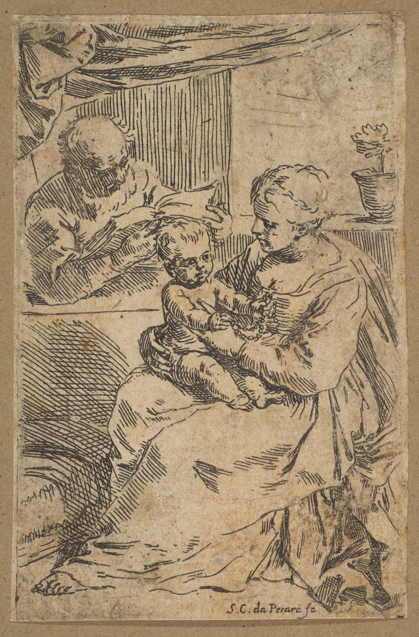Helig familj med radband, ca. 1640-1642. av Simone Cantarini