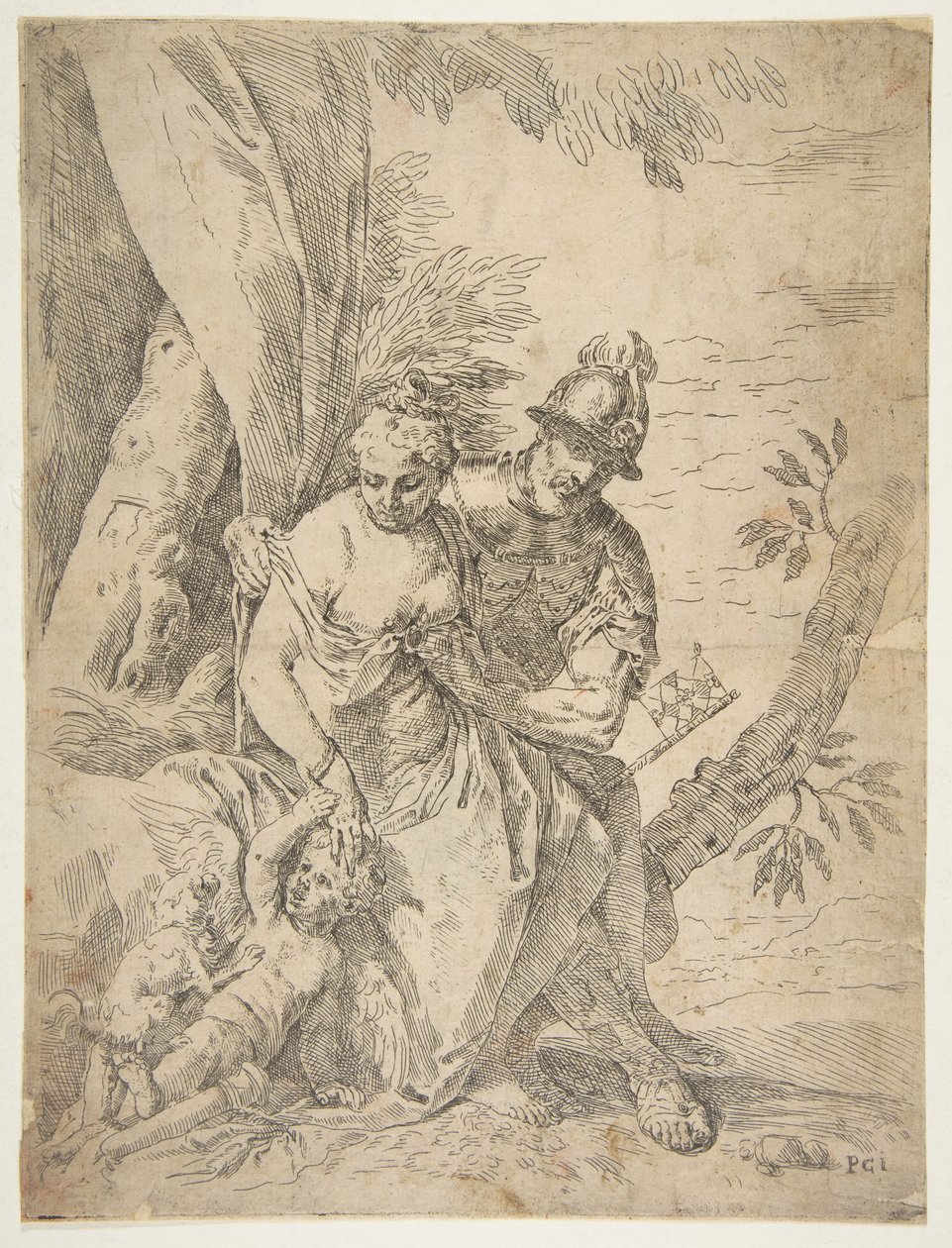 Mars, Venus och Amor, ca.1637-1639. av Simone Cantarini