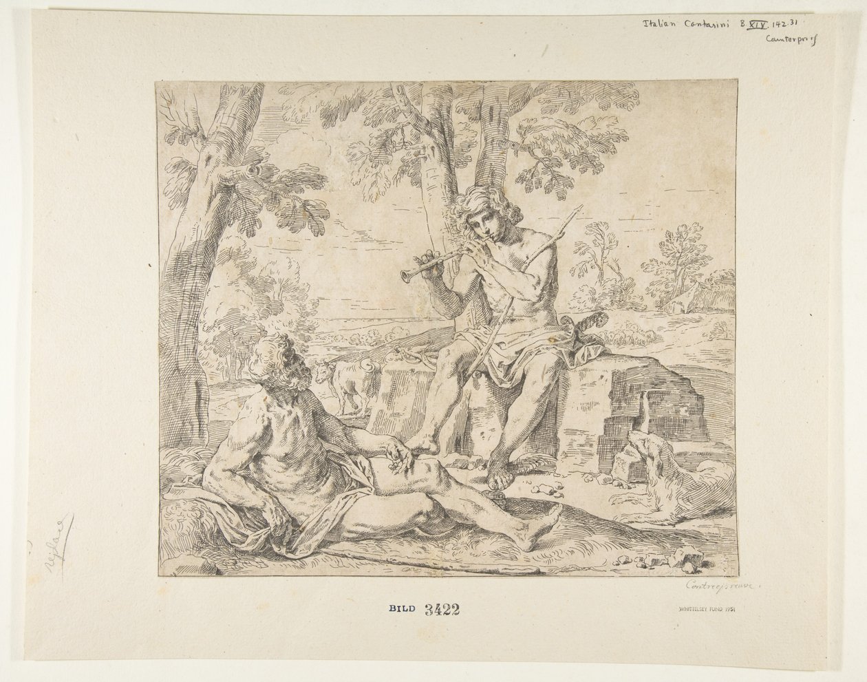 Merkurius och Argus, ca.1630-1648. av Simone Cantarini