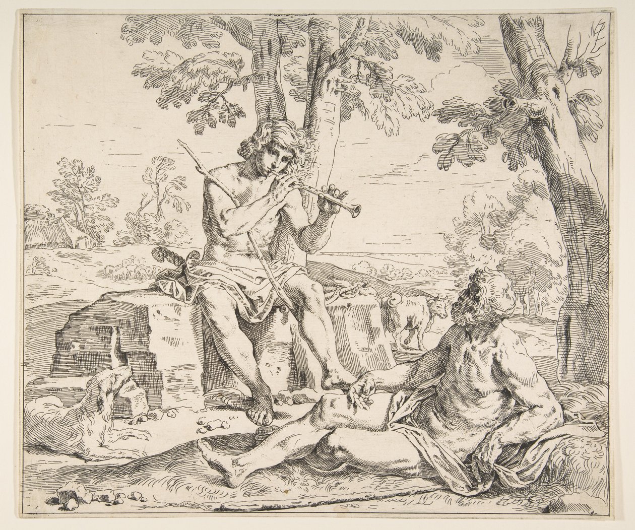 Mercury och Argus, ca. 1630-1648. av Simone Cantarini