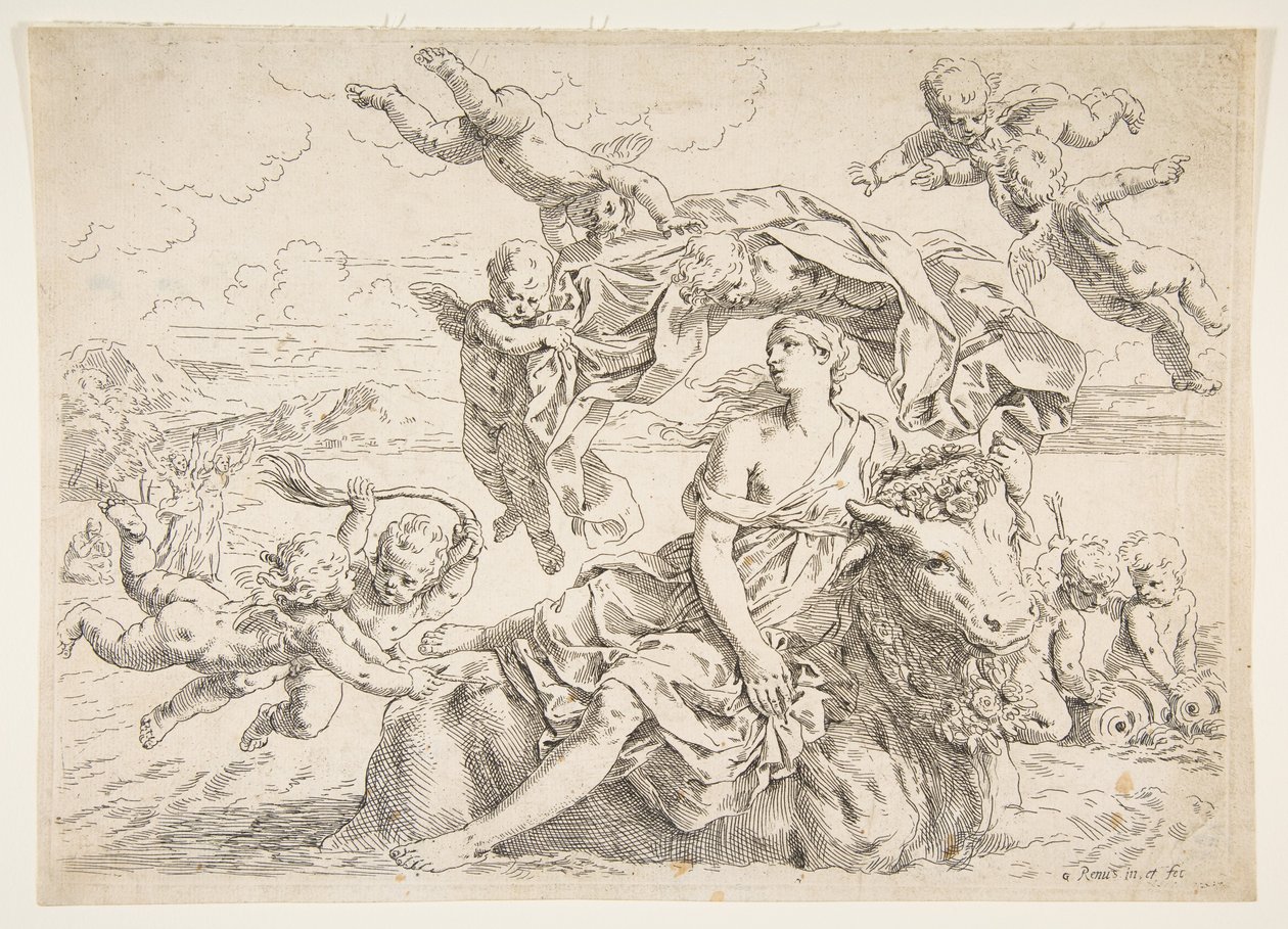 Europas våldtäkt, ca. 1636. av Simone Cantarini
