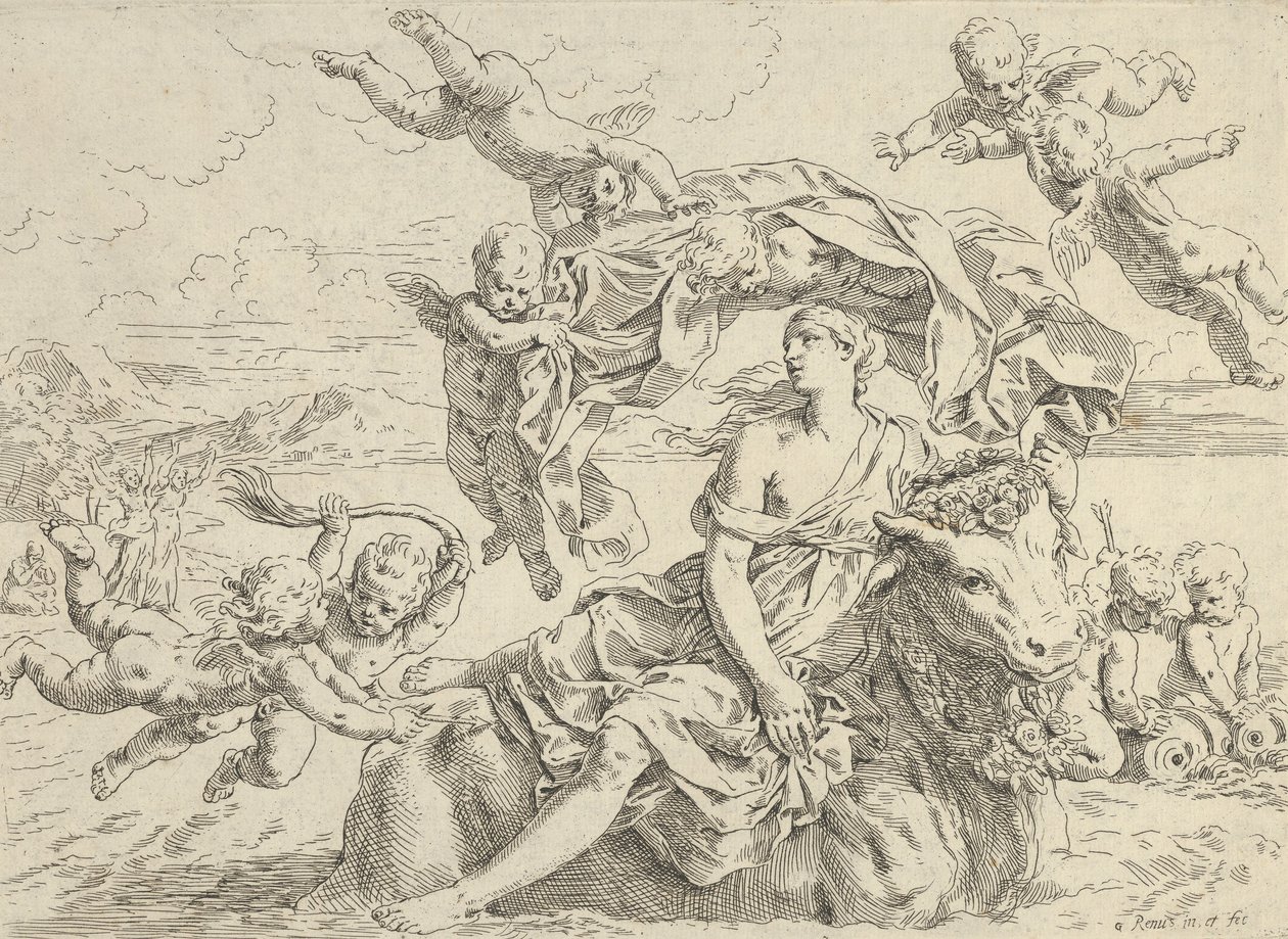 Europas våldtäkt, ca 1636. av Simone Cantarini