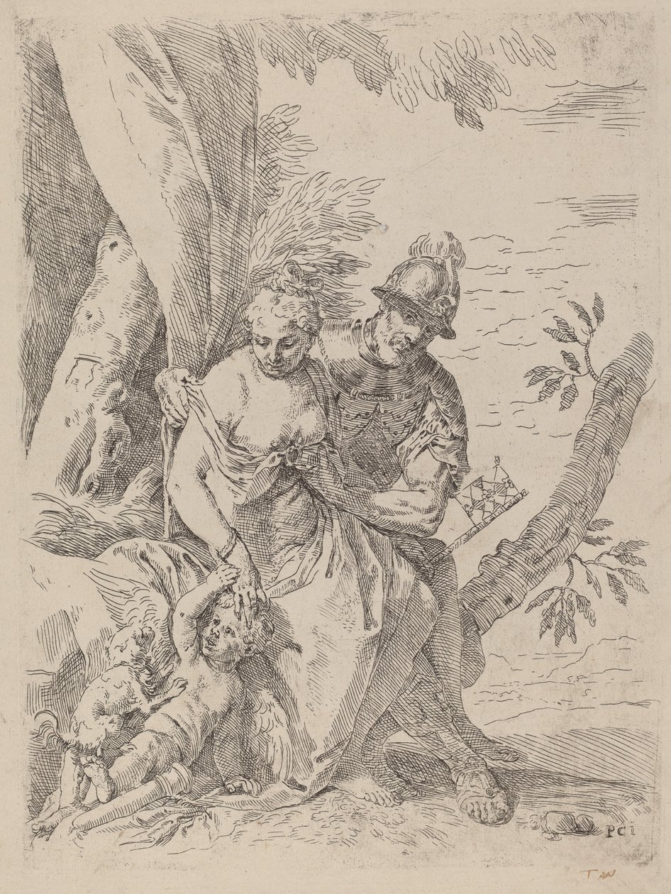 Mars, Venus och Amor av Simone Cantarini after Veronese