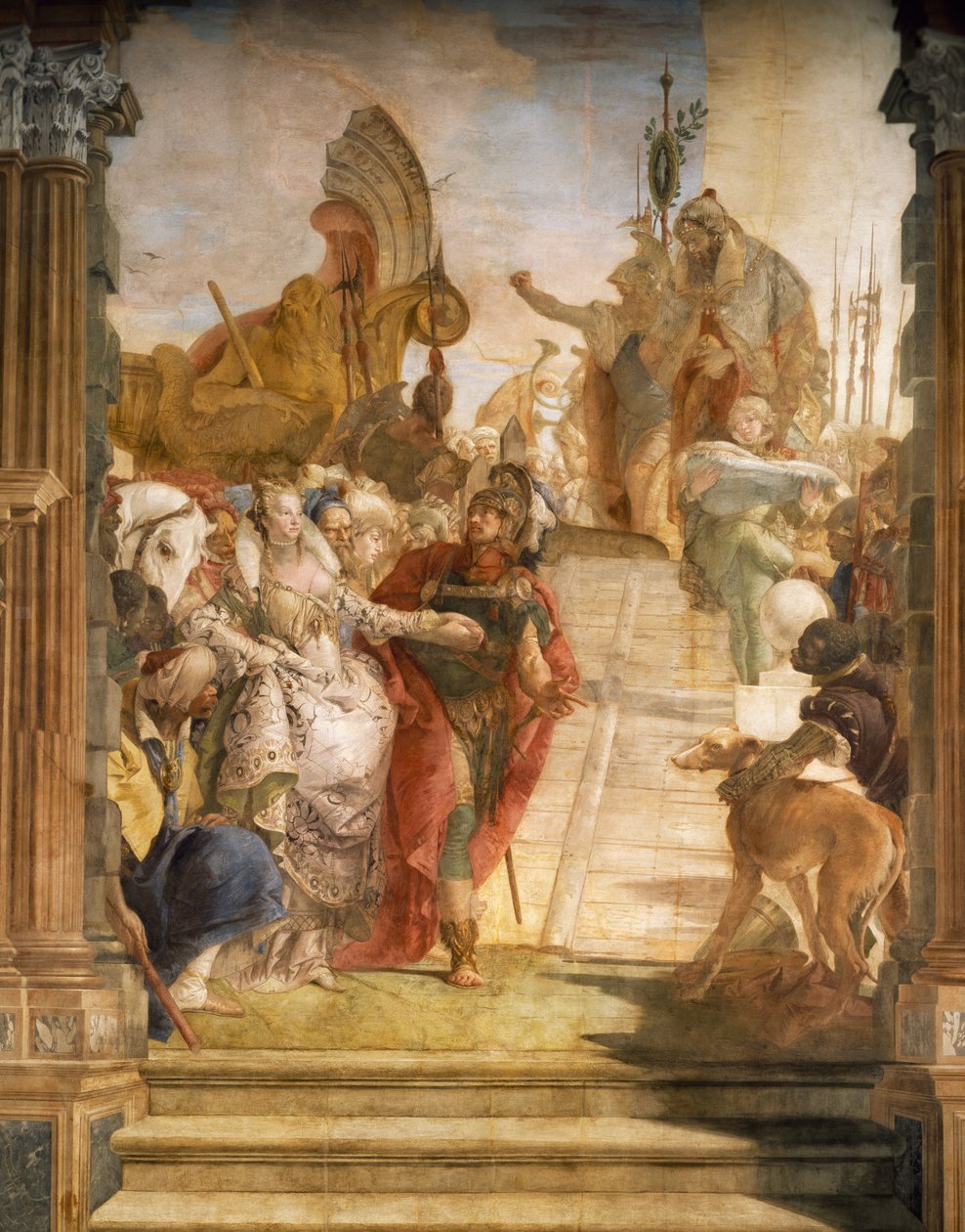 Mötet mellan Marc Antony och Cleopatra, detalj av Simone II Baschenis
