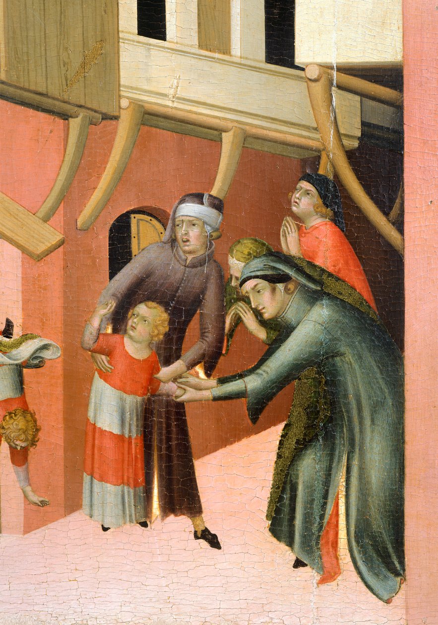 Altartavla med titeln Blessed Agostino Novello och berättelser om hans liv, av Simone Martini (1283-1344), olja på duk, 200x256 cm, detalj, ca 1330 av Simone Martini