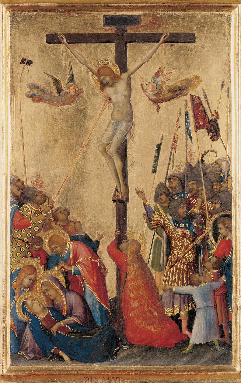 Golgata, från Orsini-polyptyken (tempera på panel) (se även 471172-4) av Simone Martini