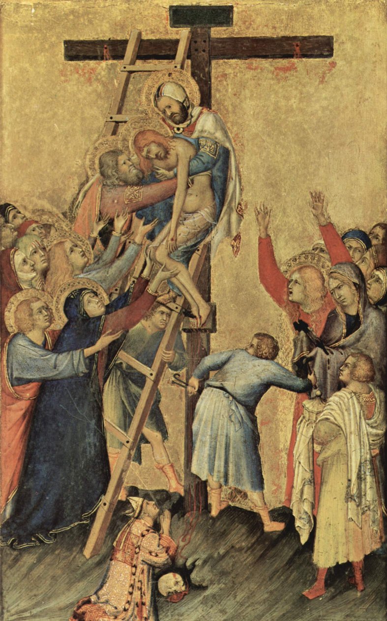 Nederländska: Kruisafneming Orsini Altare, Scen: Nedstigning från korset av Simone Martini