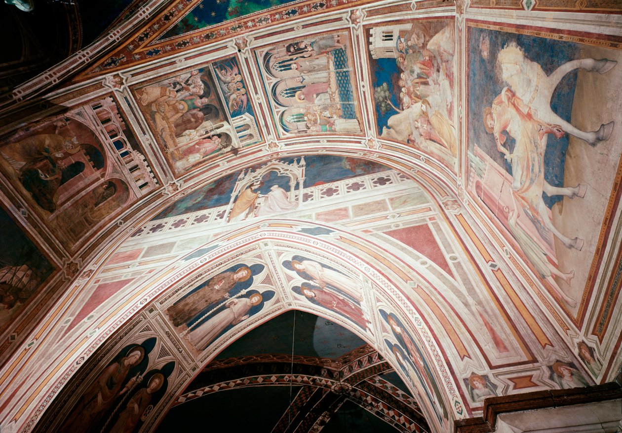 Avsnitt av Sankt Martins liv (St Martins liv) - Målning av Simone Martini (1280-1344) Fresco av Simone Martini