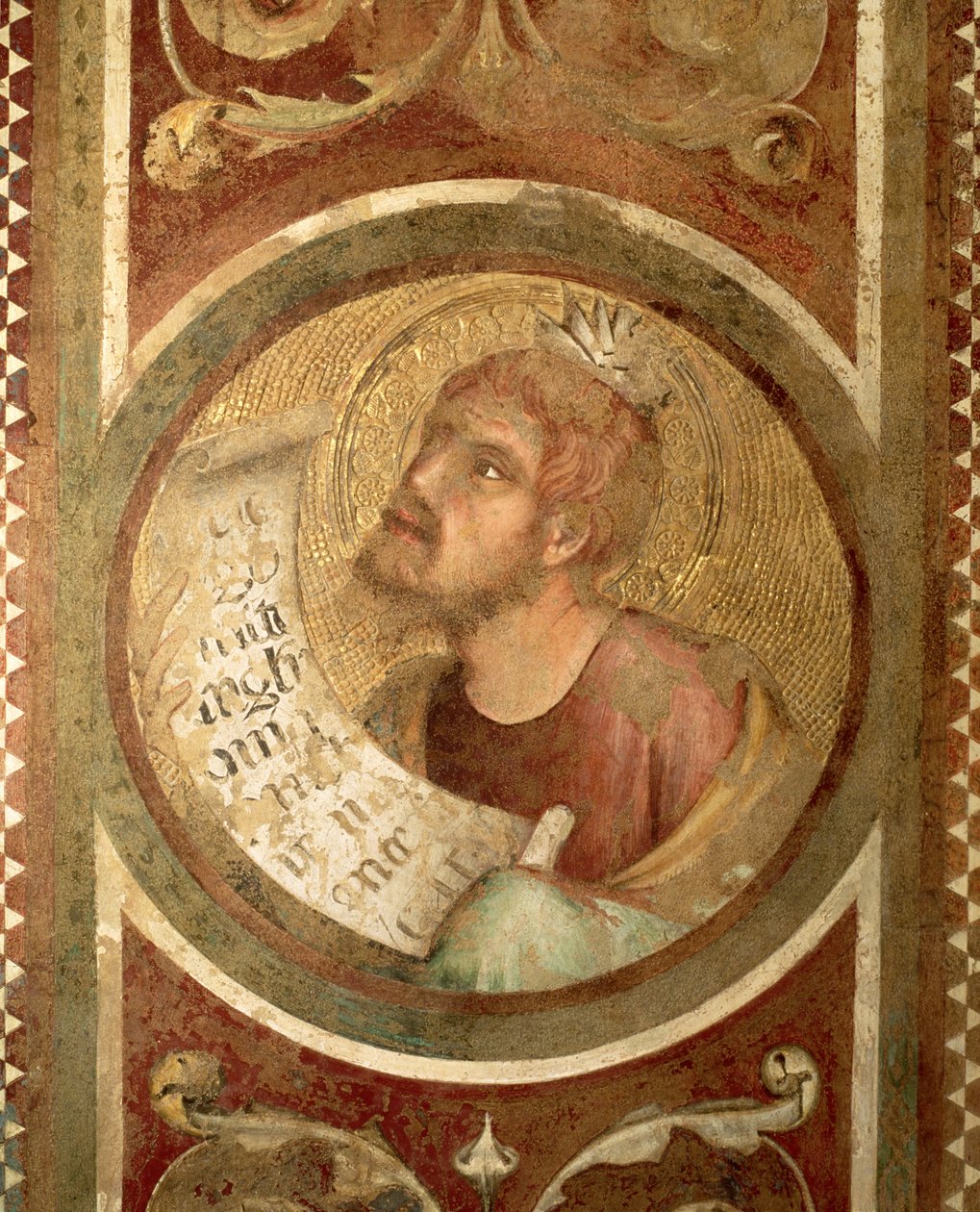 Maesta: Malachi, detalj från ramen av Simone Martini