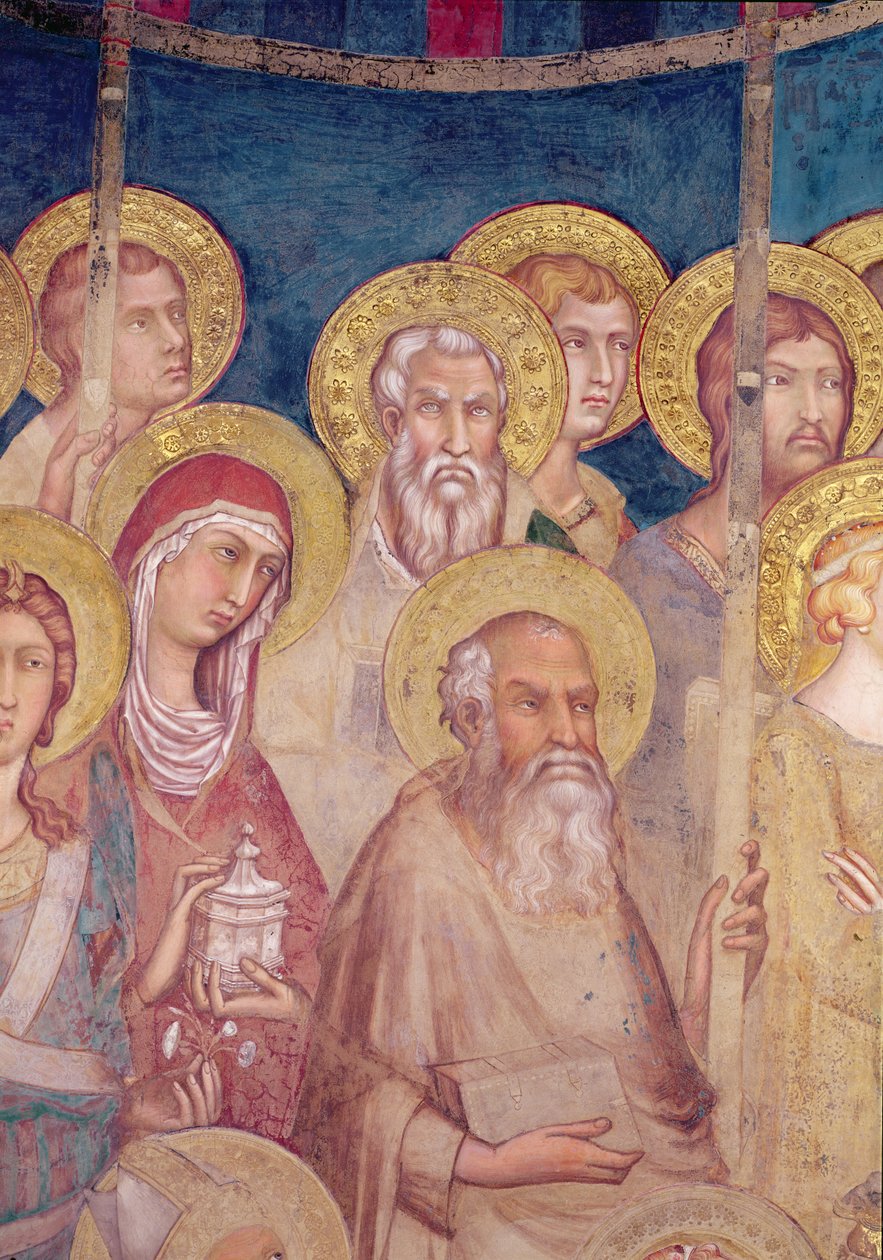 Maesta, helgondetalj, 1315 fresk av Simone Martini