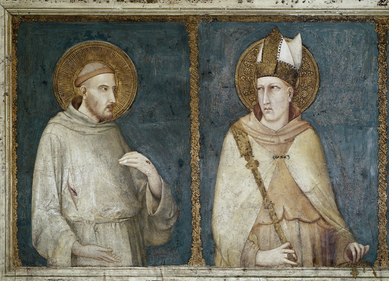 Saint Francis of Assisi och Saint Louis of Toulouse (Louis of Anjou av Simone Martini